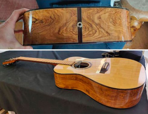 La guitare en bois d'olivier réalisé par Guillaume Dubosq